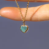 Green Sea Glass Heart Necklace, Gold Vermeil