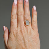 Light Blue Sea Glass, Gold Vermeil - Size L