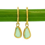 Green Sea Glass Hoops - Gold Vermeil