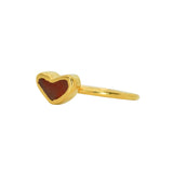 Red Sea Glass Heart, Gold Vermeil - Size Q