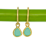 Green Sea Glass Hoops - Gold Vermeil
