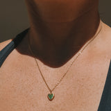 Green Sea Glass Heart Necklace, Gold Vermeil