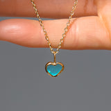 Blue Sea Glass Heart Necklace, Gold Vermeil