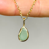 Green Sea Glass Necklace - Gold Vermeil