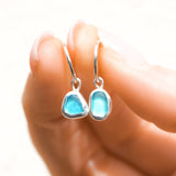 Blue Sea Glass Hoops