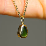 Green Sea Glass Necklace - Gold Vermeil
