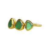 Green Sea Glass, Gold Vermeil - Size O