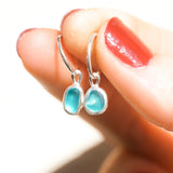 Blue Sea Glass Hoops