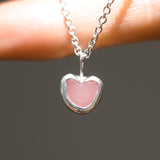 Pink Sea Glass Heart Necklace