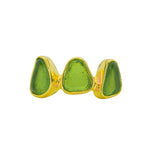 Green Sea Glass, Gold Vermeil - Size O