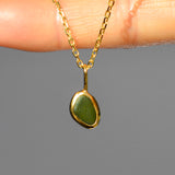 Green Sea Glass Necklace - Gold Vermeil