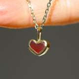 Red Sea Glass Heart Necklace, Gold Vermeil