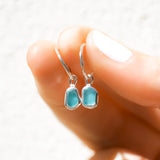 Blue Sea Glass Hoops