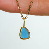 Blue Sea Glass Necklace - Gold Vermeil