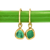 Green Sea Glass Hoops - Gold Vermeil