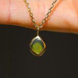 Green Sea Glass Necklace - Gold Vermeil