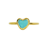 Blue Sea Glass Heart, Gold Vermeil - Size N