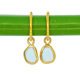 Light Blue Sea Glass Hoops - Gold Vermeil