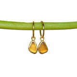 Yellow/Orange Sea Glass Hoops - Gold Vermeil