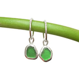 Green Sea Glass Hoops