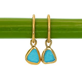 Blue Sea Glass Hoops - Gold Vermeil