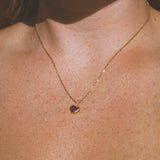 Pink/Purple Sea Glass Heart Necklace, Gold Vermeil