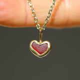 Red Sea Glass Heart Necklace, Gold Vermeil