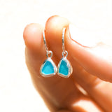 Blue Sea Glass Hoops