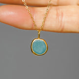 Blue Sea Glass Necklace - Gold Vermeil