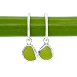 Green Sea Glass Hoops