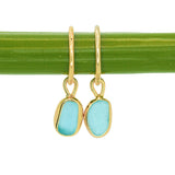 Blue Sea Glass Hoops - Gold Vermeil