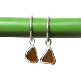 Amber Sea Glass Hoops