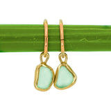 Green Sea Glass Hoops - Gold Vermeil