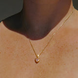 Pink Sea Glass Heart Necklace, Gold Vermeil