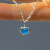 Blue Sea Glass Heart Necklace