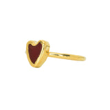 Red Sea Glass Heart, Gold Vermeil - Size K
