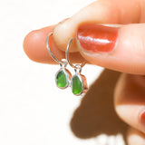 Green Sea Glass Hoops