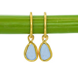 Lilac Sea Glass Hoops - Gold Vermeil