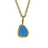 Blue Sea Glass Necklace - Gold Vermeil