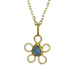 Sea Glass Flower Necklace -  Gold Vermeil