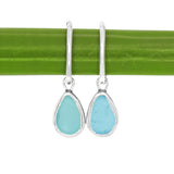 Blue Sea Glass Hoops