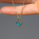 Blue Sea Glass Heart Necklace, Gold Vermeil
