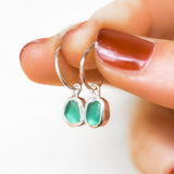 Green Sea Glass Hoops