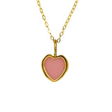 Pink Sea Glass Heart Necklace, Gold Vermeil