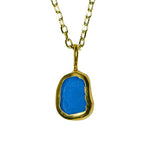 Blue Sea Glass Necklace - Gold Vermeil
