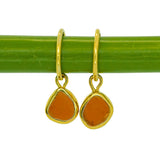 Amber Sea Glass Hoops - Gold Vermeil