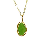 Green Sea Glass Necklace - Gold Vermeil
