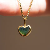Green Sea Glass Heart Necklace, Gold Vermeil