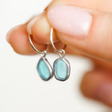 Blue Sea Glass Hoops