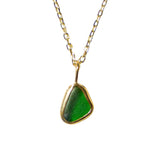 Green Sea Glass Necklace - Gold Vermeil